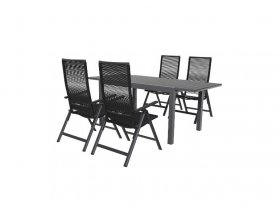 LIVARNO home Alu-Rope-Set »Miami«, 5-teilig - Ausziehtisch und 4 Hochlehner, anthrazit