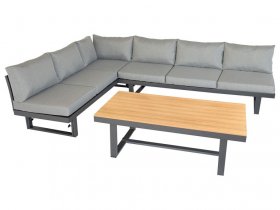 bellavista® Alu-Lounge »Largo«, 3-teilig, hellgrau/hellbraun