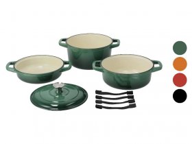 SILVERCREST® Gusseisentopf-Set, ineinander stapelbar