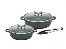 GSW Servierpfannen-Set Gourmet GRANIT 5-tlg. mit Aromadeckel