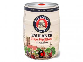 Paulaner Hefe-Weißbier Naturtrüb 5 Liter Bierfass mit Zapfhahn, Pfandfrei