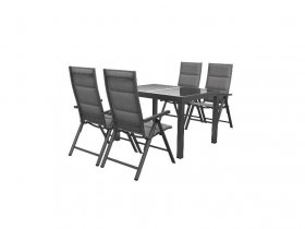 LIVARNO home Alu-Set »Toronto«, 5-teilig - Ausziehtisch & 4 Hochlehner, anthrazit/grau