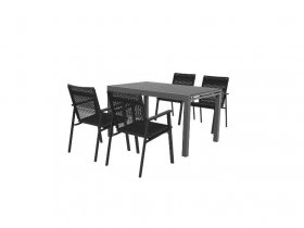 LIVARNO home Alu-Rope-Set »Miami«, 5-teilig - Ausziehtisch und 4 Stapelsessel, anthrazit