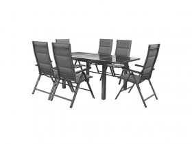LIVARNO home Alu-Set »Toronto«, 7-teilig - Ausziehtisch & 6 Hochlehner, anthrazit/grau