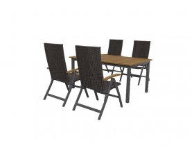 LIVARNO home Geflecht-Set »Valencia«, 5-teilig - Standardtisch & 4 Hochlehner, braun