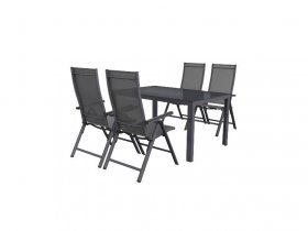 LIVARNO home Alu-Set »Houston«, 5-teilig - Standardtisch & 4 Hochlehner, grau