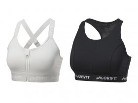 CRIVIT Damen Sportbustier, High-Level, mit Mesh-Einsätzen