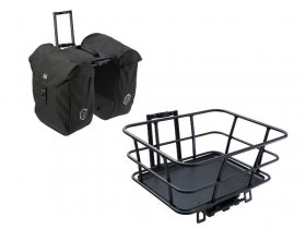 Urban E-Bike Frontgepäckträger + Korb / Doppelgepäckträgertasche für AVS Klicksystem