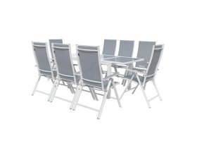 LIVARNO home Alu-Set »Houston«, 9-teilig - Ausziehtisch & 8 Hochlehner, weiß/hellgrau