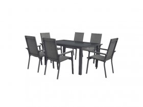 LIVARNO home Alu-Set »Houston«, 7-teilig - Standardtisch & 6 Stapelsessel, grau