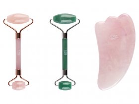 CIEN Beauty Rosenquarz-Gesichtsroller Quarz-Gesichtsroller Rosenquarz-Massagestein