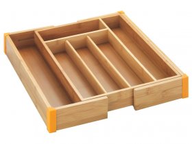 Wenko Ausziehbarer Bambus-Besteckkasten mit 5 bis 7 Fächern, 25,7-38,5 x 5,1 x 35,7 cm