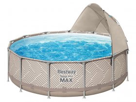 Bestway Power Steel Pool mit Filterpumpe und Überdachung Ø 396 x 107 cm