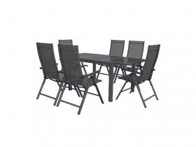 LIVARNO home Alu-Set »Houston«, 7-teilig - Ausziehtisch & 6 Hochlehner, grau