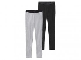 pepperts!® Mädchen Leggings, 2 Stück, mit hohem Baumwollanteil (schwarz/grau, 158/164)
