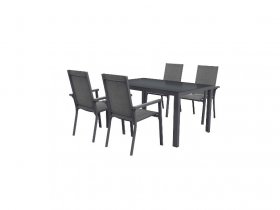LIVARNO home Alu-Set »Houston«, 5-teilig - Standardtisch & 4 Stapelsessel, grau