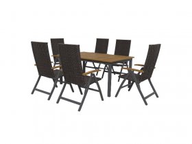 LIVARNO home Geflecht-Set »Valencia«, 7-teilig - Standardtisch & 6 Hochlehner, braun
