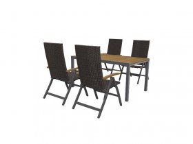 LIVARNO home Geflecht-Set »Valencia«, 5-teilig - Ausziehtisch & 4 Klappsessel, braun