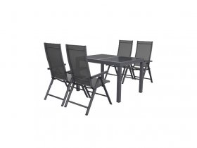 LIVARNO home Alu-Set »Houston«, 5-teilig - Ausziehtisch & 4 Hochlehner, grau