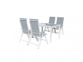 LIVARNO home Alu-Set »Houston«, 5-teilig - Ausziehtisch & 4 Hochlehner, weiß/hellgrau