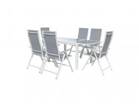 LIVARNO home Alu-Set »Houston«, 7-teilig - Ausziehtisch & 6 Hochlehner, weiß/hellgrau