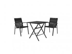 LIVARNO home Alu-Rope-Set »Miami«, 3-teilig - Klapptisch & 2 Stapelsessel, anthrazit