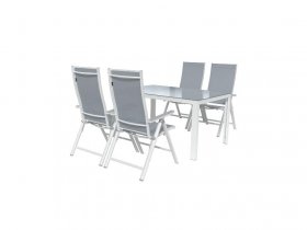 LIVARNO home Alu-Set »Houston«, 5-teilig - Standardtisch & 4 Hochlehner, weiß/hellgrau