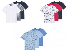 lupilu® Kleinkinder-T-Shirts, 3 Stück, aus reiner Baumwolle