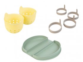 LIVARNO home Eierpochierer-Set / Spiegelei-Ring-Set / Omeletteform, mikrowellengeeignet
