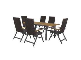 LIVARNO home Geflecht-Set »Valencia«, 7-teilig - Ausziehtisch & 6 Klappsessel, braun