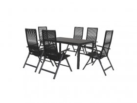 LIVARNO home Alu-Rope-Set »Miami«, 7-teilig - Standardtisch & 6 Hochlehner, anthrazit