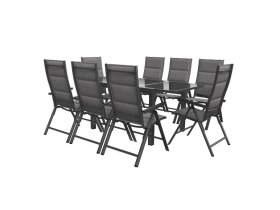 LIVARNO home Alu-Set »Toronto«, 9-teilig - Ausziehtisch & 8 Hochlehner, anthrazit/grau