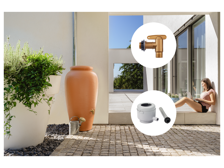 4rain 4rain Regentonne »Amphora«, mit 330 oder 500 Liter Volumen, inklusive Regensammler