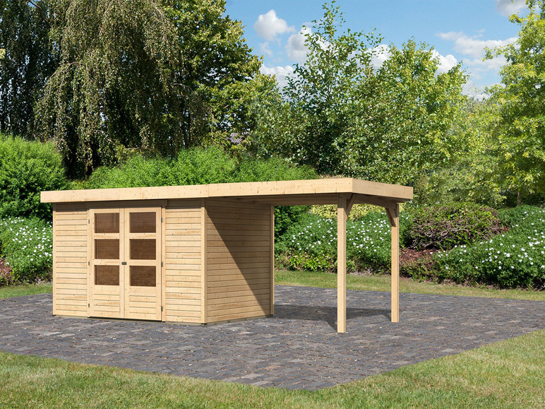 Karibu Karibu Gartenhaus »Trundholm 2«, Flachdach, inklusive Schleppdach und Doppelflügeltür