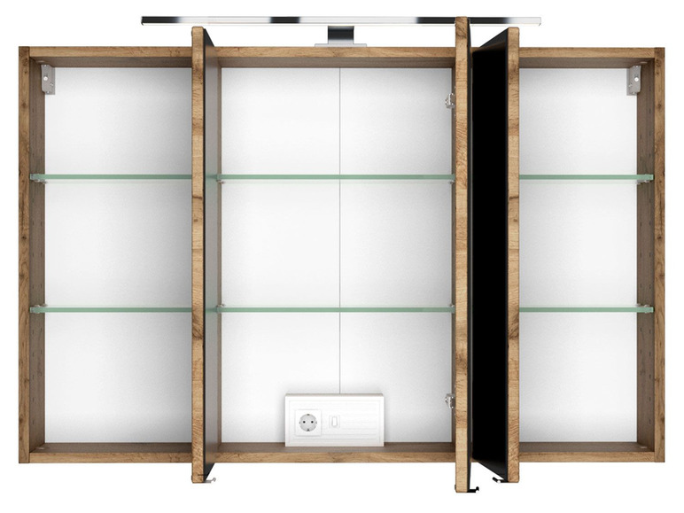 HELD HELD Spiegelschrank »Faro«, mit 3 Spiegeltüren, LED-Aufbauleuchte