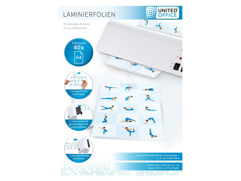 UNITED OFFICE® UNITED OFFICE® Laminierfolienset »ULGZ 80 A2«