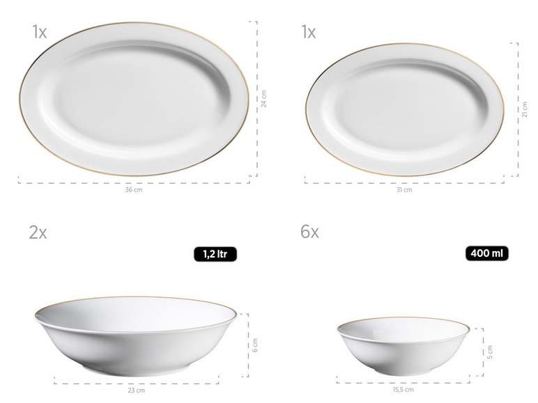 MÄSER Geschirrset »Professional Dining«, mit Goldrand, 24-teilig