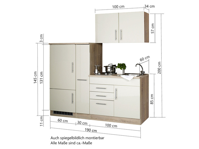 HELD Single Küche »Torino«, Breite 100/120/160/180/190/210 cm