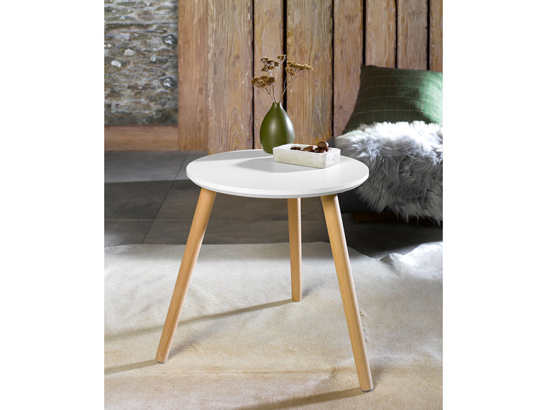 LIVARNO home Beistelltisch, aus Massivholz, Ø40cm
