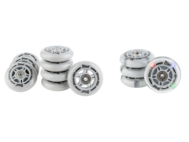 CRIVIT Inliner Rollen mit Kugellager, 8er Set / LED Rollen 4er Set