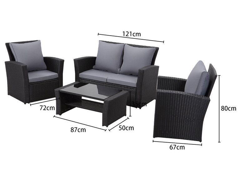 MeXo Gartenmöbel 4-Sitzer Lounge Set inkl. Polster