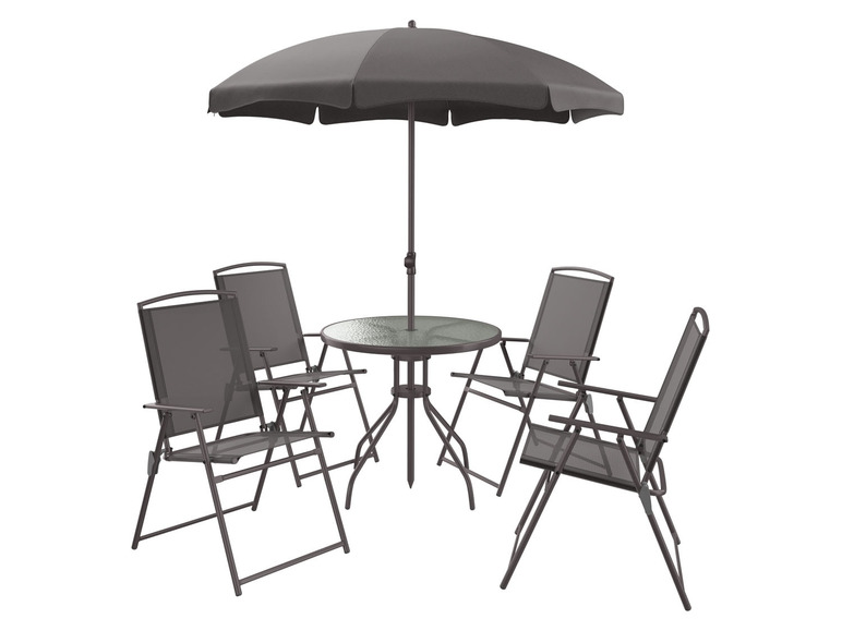 LIVARNO home Sitzgruppe, mit Sonnenschirm, 6-teilig, anthrazit