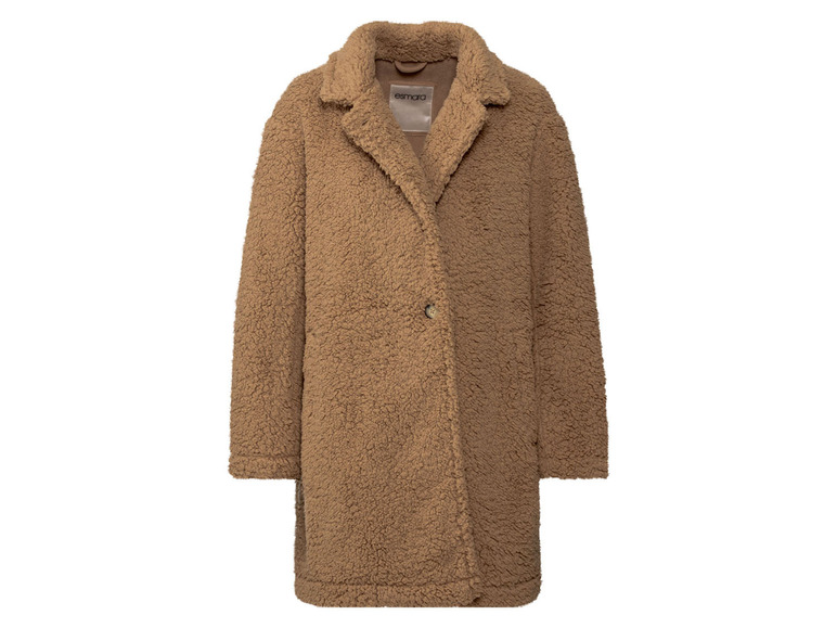 esmara® Damen Mantel aus Lammfellimitat, leger geschnitten