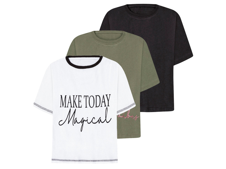 pepperts!® Kinder Mädchen T-Shirts, 3 Stück, mit überschnittenen Schultern