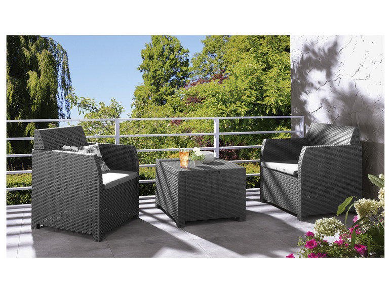 LIVARNO home Balkonmöbel-Set, mit Stauraumfunktion, 3-teilig