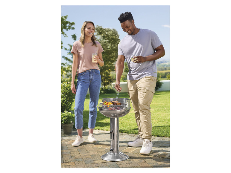 GRILLMEISTER Holzkohle Säulengrill, Edelstahl
