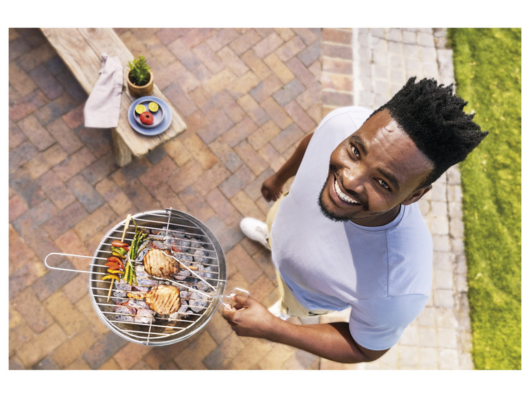 GRILLMEISTER Holzkohle Säulengrill, Edelstahl