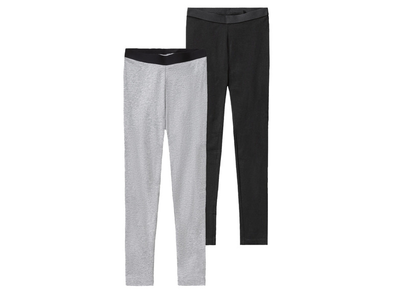 pepperts!® Mädchen Leggings, 2 Stück, mit hohem Baumwollanteil (schwarz/grau, 158/164)
