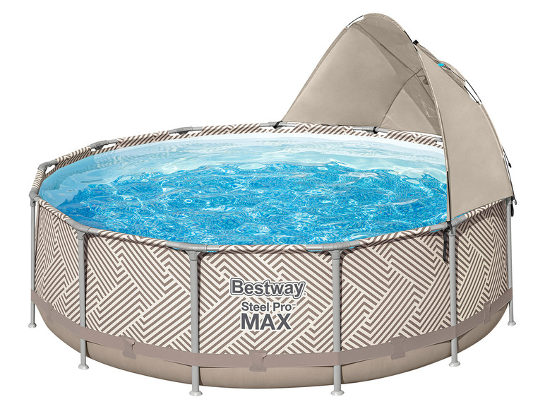 Bestway Power Steel Pool mit Filterpumpe und Überdachung Ø 396 x 107 cm