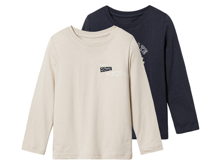 lupilu® Kleinkinder Langarmshirts, 2 Stück, aus reiner Baumwolle